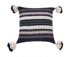 Housse de coussin en coton jacquard bleu 40x40