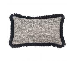 Housse de coussin à franges en coton noir 30x50