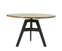 Table à manger 5/6 personnes en manguier et fonte D120 Compas