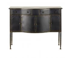Buffet 4 portes 2 tiroirs en métal noir Alienor