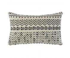 Coussin en coton blanc imprim&eacute; graphiques noirs 30x50