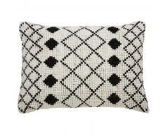 Coussin en laine et coton &eacute;cru motifs noirs 40x60cm LOTI