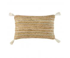 Coussin en jute et motifs à rayures en coton multicolore 30x50