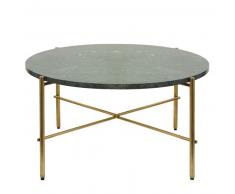 Table basse ronde en marbre vert et métal coloris laiton Pietra