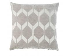 Coussin en velours taupe motifs jacquard 45x45