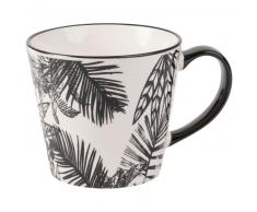 Mug en fa&iuml;ence noire et blanche imprim&eacute;e