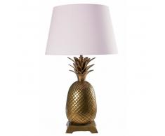 Lampe ananas en métal doré et coton rose FIRENZE