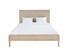 Lit en manguier blanchi et lin 160x200 Harmony