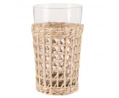 Grand gobelet en verre et jonc de mer