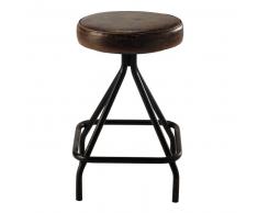 Tabouret en cuir marron et métal ALLEN
