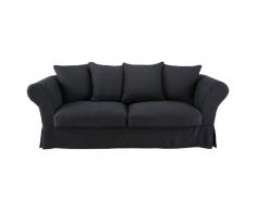 Canap&eacute;-lit 3/4 places en lin gris charbon Roma