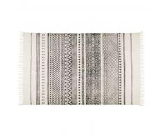 Tapis en coton écru motifs noirs 140x200 VIZCA
