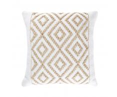 Coussin en jute et coton motifs graphiques 45x45