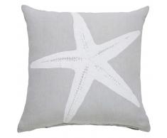 Coussin en lin gris imprim&eacute; &eacute;toile de mer 45x45cm STARFISH