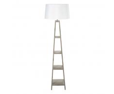 Lampadaire aspect blanc et abat-jour en coton H 170 cm WALLAS