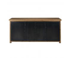 Buffet indus 4 portes en pin recyclé et métal gris anthracite Leonard