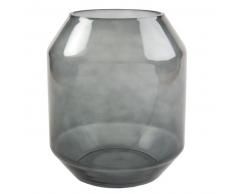 Vase en verre teint&eacute; vert de gris H24