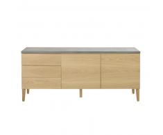 Buffet 2 portes 3 tiroirs en chêne massif et béton Grey