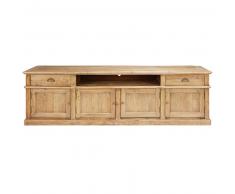 Meuble TV 4 portes 2 tiroirs en pin recyclé vieilli Marlone