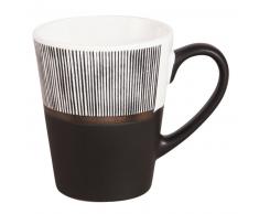 Tasse en faïence blanche et noire à rayures