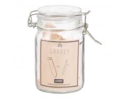 Bocal en verre avec tuteurs et crayon