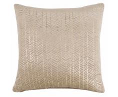Housse de coussin en tissu beige motifs dorés 45x45