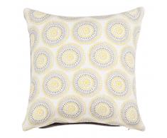Housse de coussin en coton à motifs jaune et écru 40x40