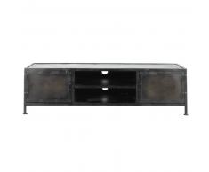 Meuble TV indus en métal noir Edison