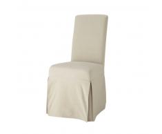 Housse longue de chaise en coton mastic Margaux