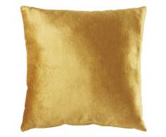 Coussin en velours jaune moutarde 45x45