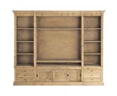 Bibliothèque meuble TV en pin massif recyclé Passy