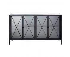 Buffet 4 portes vitrées en métal noir Hemingway