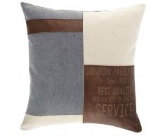 Coussin en coton beige et marron 50 x 50 cm NAVY