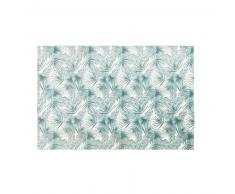Tapis en coton vert et blanc imprimé végétal 140x200