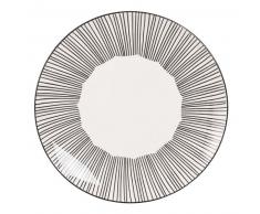 Assiette plate en faïence blanche à rayures MEKONG