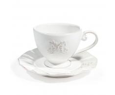 Tasse et soucoupe à thé en faïence blanche BOURGEOISIE