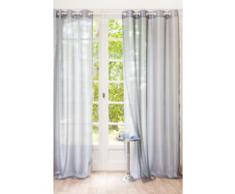 Rideau double à œillets gris 140 x 250 cm ORGANZA