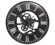Horloge rouages en m&eacute;tal noir effet vieilli D.60cm TOBIAS