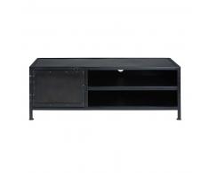 Meuble TV indus 1 porte en métal noir Edison