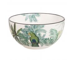 Saladier en fa&iuml;ence imprim&eacute; tropical