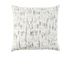 Coussin en coton écru imprimé gris anthracite 45x45