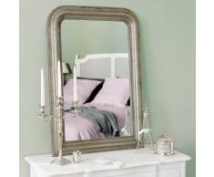 Miroir beige ros&eacute; en paulownia dor&eacute; H 97 cm