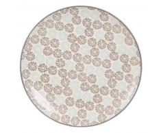 Assiette &agrave; dessert en fa&iuml;ence motifs fleurs