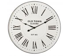 Horloge en m&eacute;tal noir et cr&egrave;me