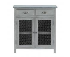 Garde-manger en bois d'acacia gris L 80 cm Zinc