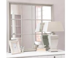 Miroir fa&ccedil;on fen&ecirc;tre gris H 120 cm CAMARGUE