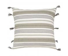 Housse de coussin en coton à rayures et pompons 40x40