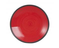 Assiette &agrave; dessert en fa&iuml;ence rouge