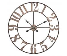 Horloge en m&eacute;tal noir effet blanchi D.80cm CASTILLY