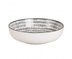 Assiette creuse en faïence blanche à rayures
